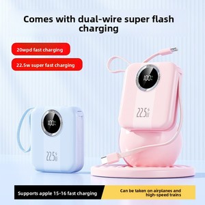 Batería Externa Portátil de Plástico de 20000mAh, Carga Rápida de 22.5W, Cable Integrado, Pantalla LED, Venta al Por Mayor de Fábrica - Product Image 2