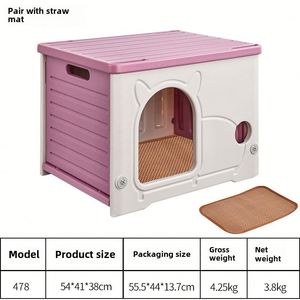 Abri extérieur pour chien et chat résistant aux intempéries Protection toutes saisons Facile à nettoyer Aucun assemblage requis Construction en plastique Semi-fermé - Product Image 6