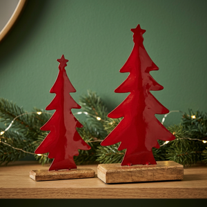 Décoration de table de Noël en bois rouge, artisanale, rustique, ornement de fête, taille personnalisable pour la décoration de la maison - Product Image 5