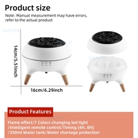 Diffuseur d'huiles essentielles intelligent pour la maison, 350 ml, 7 couleurs LED, lumière ultrasonique, effet flamme, avec télécommande et minuterie