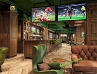 Design d'intérieur de bar sportif de style britannique, mobilier de bar moderne pour club sportif, salon de billard classique, idée de bar sportif en bois