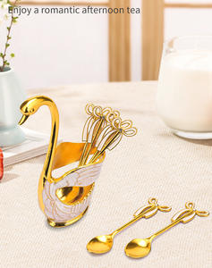 Wholesale European Coffee Fruit Spoon Fork Set Home Decoration Fashion Lovely Swan Base <b>Dessert</b> Spoon - Product Image 6