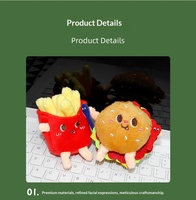 Niedlicher Pommes-Anhänger, Hamburger-Plüsch-Schlüsselanhänger, Taschenpuppe, Spielzeugpuppe, Plüschtier aus PP-Baumwolle, Großhandel