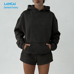 Ensemble de survêtement pour femmes sur mesure, coupe décontractée, confortable, 60% coton, 40% polyester, sweat-shirt et short unisexe - Product Image 2