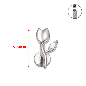 <span class=keywords><strong>VIEN</strong></span> Jewellery ZPO-093 G23 Joyería de Titanio de Moda para Piercings, Flor de Rosa con Circonita Cúbica, Piercing para Labio, Hélix, Oreja y Cuerpo - Product Image 4