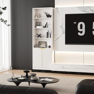 Estantería alta <span class=keywords><strong>con</strong></span> puerta, estante de exhibición de estantería de pie, <span class=keywords><strong>muebles</strong></span> de decoración del hogar <span class=keywords><strong>para</strong></span> sala de estar - Product Image 4