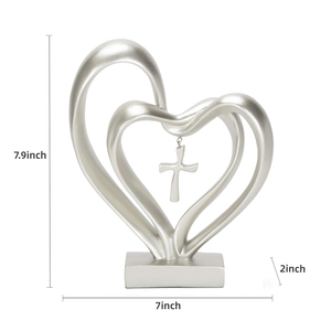 Hochzeits gebet Christliche Dekorationen für Zuhause Ostern Jesus Resin Entwined Hearts Cross Statue - Product Image 2