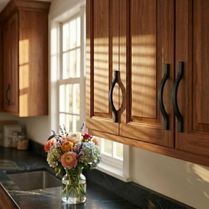 Elegant Curved Matt <strong>Black</strong> Aluminum Alloy 96/128mm Modern Kitchen Cabinet <strong>Drawer</strong> OEM Factory High Quality Furniture Handle Pull - Product Image 4