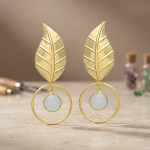 Pendientes Colgantes de Latón Hechos a Mano, Chapados en Oro, con Piedras Preciosas, Estilo Étnico Bohemio - Product Image 2