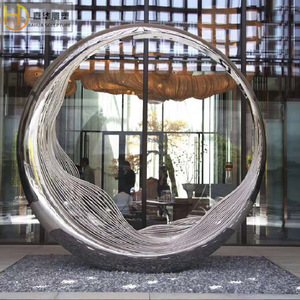 Escultura de Gota de Agua en Acero Inoxidable Jiahua, Espejo Decorativo de Metal para Montaje en Suelo, Arte Abstracto Geométrico para Exteriores - Product Image 3