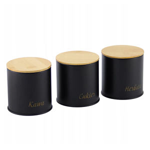 Metal siyah çay şeker kahve kutu kavanoz ev <span class=keywords><strong>Herbata</strong></span> Cukier Kawa mutfak için gıda saklama kabı Set ayarlayabilirsiniz - Product Image 3