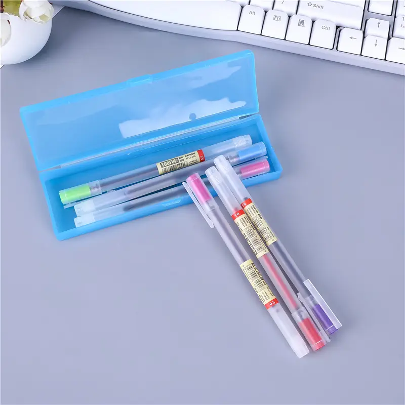 custom popit modern eco-friendly clear colored plastic school transparent pencil case for kid Hot Sale pp Transparent Stationery