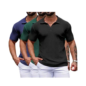米国の新しいデザインの高品質メンズニットポロTシャツプレーンプリントメンズTシャツ、メンズスポーツ用の独自のカスタム印刷ロゴ付き
