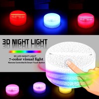 Base d'affichage LED noire, support de lampe de nuit LED tactile RVB colorée, lampe à illusion 3D, lampe décorative de table pour acrylique