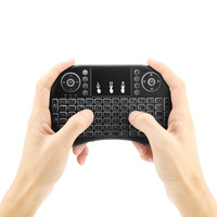 I8 Keyboard Nirkabel Mini 2.4G, Papan Ketik Terbang Mouse Nirkabel Lampu Latar Kotak Tv Pintar Gaming Bantalan Sentuh Mouse Udara Nirkabel
