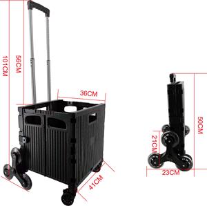 Chariot utilitaire pliable pour monter les escaliers - Panier, poignée télescopique, chariot en plastique pliable pour les courses, le déménagement et les escaliers - Product Image 3