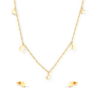 Ensemble de bijoux en acier inoxydable plaqué or 18K, personnalisé, étoile et lune, pour femmes, nouvelle collection