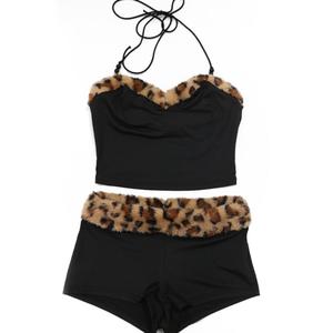 Summer New <strong>Women's</strong> Two Piece <strong>Shorts</strong> Set Leopard Print Patchwork Lace-up Halter Top Slim <strong>Shorts</strong> <strong>Suit</strong> <strong>Women</strong> - Product Image 4