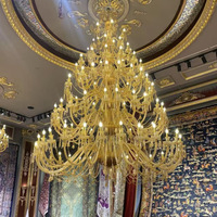 Lustre en cristal arabe de luxe sur mesure, plaqué or, grand luminaire suspendu pour mosquée, hall d'hôtel, projets de palais