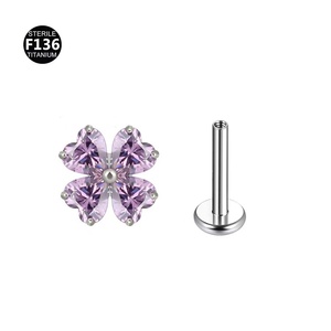 Pendientes de Titanio F136 para Boda, con Degradado y Circonita 5A, Piercing Labial y Helix con Rosca Interna, Joyería Corporal - Product Image 6