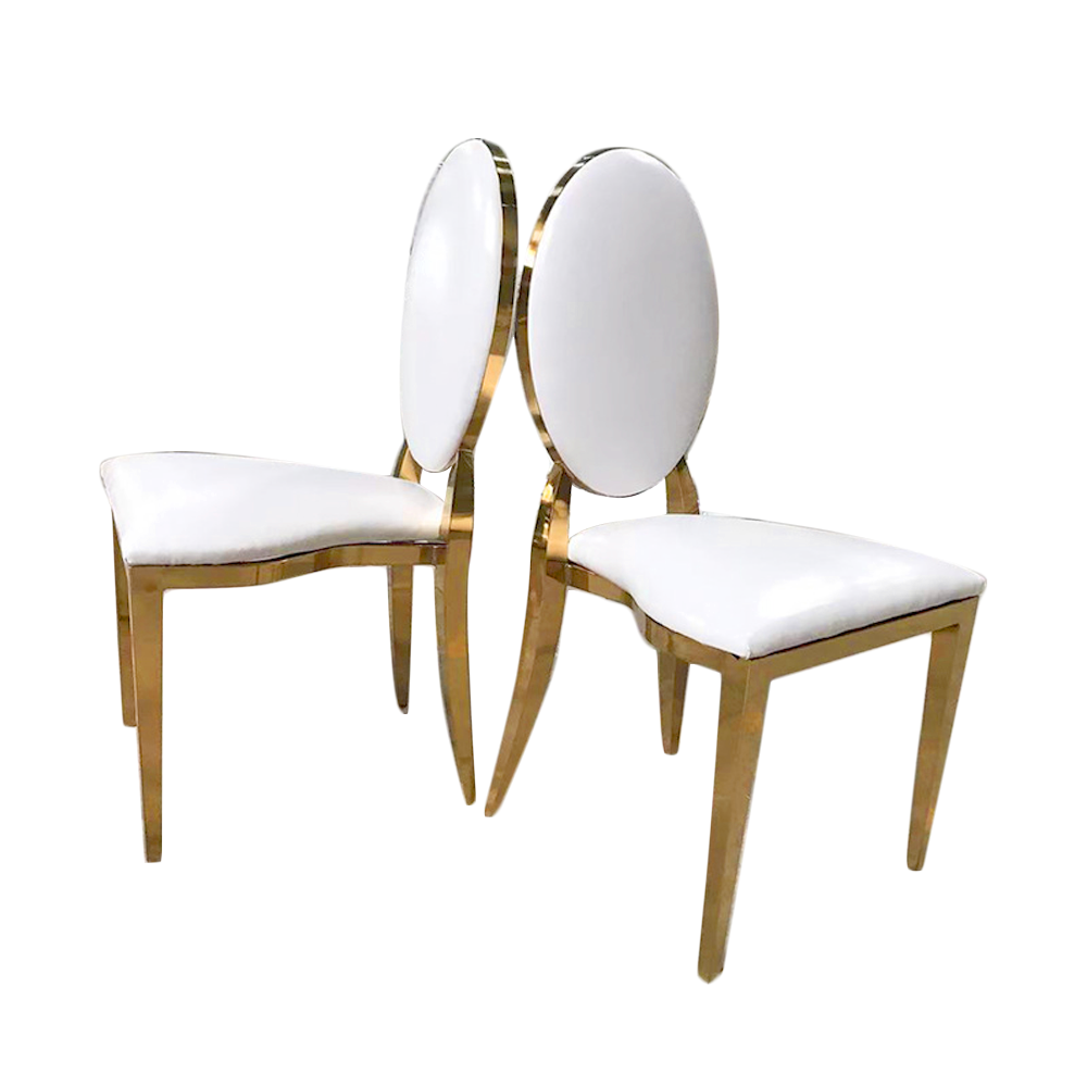 2023 новый дизайн роскошный современный золотой из нержавеющей стали круглая спина обеденный Банкетный стул для свадьбы