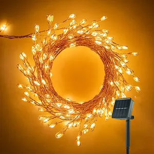 Christmas decoration Waterproof Silver Wire Cluster Starry warm white LED String Lights Firecracker Firefly Lights with Remote