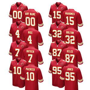 2026 Rood Kansas City Jersey Custom American Football Shirts Gestikte Geborduurde Jeugd Uniformen Sportkleding met Logo's - Product Image 1