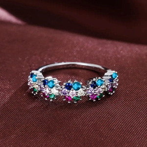 Anillo de Moissanita Q584 para Mujer, Corte Brillante Redondo, Anillo con Incrustaciones de Piedras Preciosas, Joyería de Regalo - Product Image 3