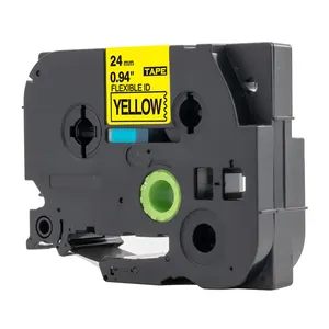 24mm Tze-FX651 esnek etiket bant s siyah sarı lamine etiket bant kablo TzeFX651 Tze FX651 Brother p-touch PT yazıcı için