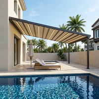 Auvent rétractable motorisé étanche avec télécommande, structure en alliage d'aluminium, pour villa, terrasse, patio, balcon, usage extérieur