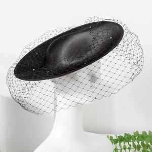 Mode femmes dames brillant Satin élégant kentucky derby fascinateurs chapeaux de mariage fête église chapeau maille voile - Product Image 2