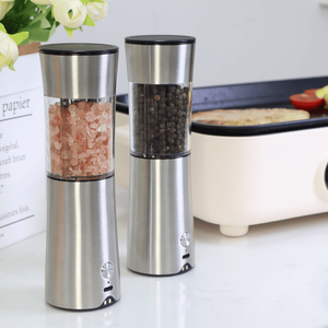 Stainless Steel Gravity Salt & <b>Pepper</b> Set Ceramic Grinding Core 7-Level Adjustable Coarseness USB Rechargeable - Product Image 1