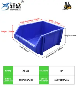 NEXARA kotak penyimpanan alat garasi, menyesuaikan industri A6 500*380*250mm memilih kotak penyimpanan plastik besar yang dapat ditumpuk