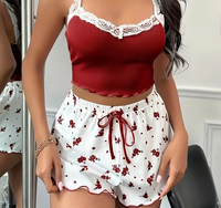 Sommer Damen Sling-Shorts Zweiteiliges Pyjama-Set Elastisch Bequeme Damen-Loungewear Lässige Heimkleidung