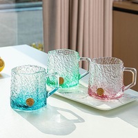 Vente directe usine – Grande tasse en verre coloré style nordique avec poignée, compatible micro-ondes et lave-vaisselle, portable pour la maison et le bureau