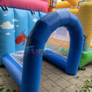 Castillo inflable comercial para niños, con tobogán y pista de obstáculos, con diseño de dragón. - Product Image 6