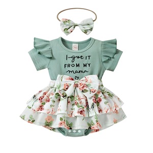 Pyjama pour bébé fille 100% coton Barboteuse <span class=keywords><strong>Oneside</strong></span> à manches courtes pour nouveau-né - Product Image 2