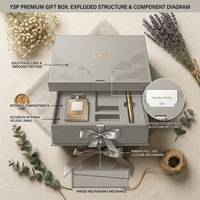 Caja Magnética Gris Cálido con Logotipo Personalizable, Contenedor Rígido Premium con Patrón Ondulado en Relieve para Empaque Corporativo VIP
