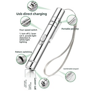 USB có thể sạc lại hồng ngoại mèo con trỏ <span class=keywords><strong>laser</strong></span> đồ chơi đa mô hình thép không gỉ Pet trêu chọc Cây Đũa phép cho chó và mèo chơi trong nhà - Product Image 4