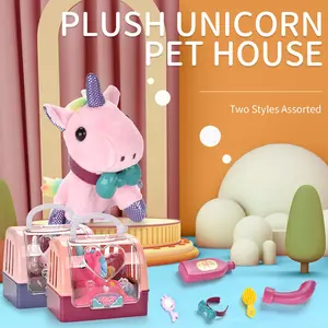도매 사랑스러운 부드러운 애완 동물 인형 장난감 풍부한 액세서리 선물 상자 세트 동물 유니콘 플러시 장난감 아기