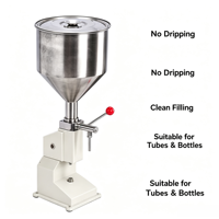 Machine de remplissage manuelle en acier inoxydable FGK pour miel, gel, jus, confiture, yaourt, beurre de cacahuète et crème (0-50 ml, précision de 1 %)