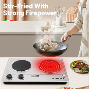 <span class=keywords><strong>Plaque</strong></span> chauffante électrique portable 1500W <span class=keywords><strong>2</strong></span> brûleurs Panneau en acier inoxydable Gadgets de cuisine compacts Double <span class=keywords><strong>plaque</strong></span> chauffante - Product Image 3