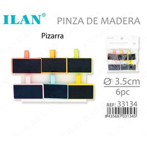 Ilan Mollette in Legno con Mini Lavagna 3,5cm 6 Pezzi per Appendere Vestiti - Product Image 1