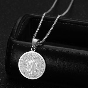 Collar con Colgante de San Cristóbal en Acero Inoxidable yunnique, Amuleto Religioso Redondo, Joyería Unisex para Regalo - Product Image 3