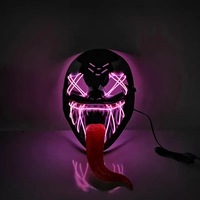 Masque LED lumineux en plastique Langue Personnage de dessin animé Props Happy Halloween Theme Decoration Mask Party Supplies