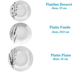 Service de vaisselle en porcelaine blanche 18 pièces, motif feuille, pour 6 personnes - Product Image 2