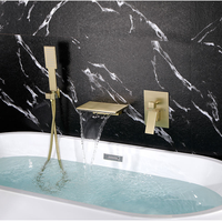 Robinet de douche mural pour salle de bain, mitigeur eau chaude et froide, finition or brossé anti-traces de doigts