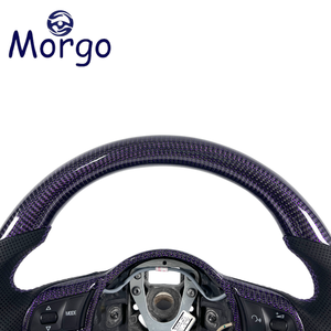 Accesorios Interiores para Automóviles, Volante de Cuero Perforado de Fibra de Carbono Morado Personalizado para <span class=keywords><strong>Audi</strong></span> TT TTS TTRS R8 V8 <span class=keywords><strong>V10</strong></span> - Product Image 4