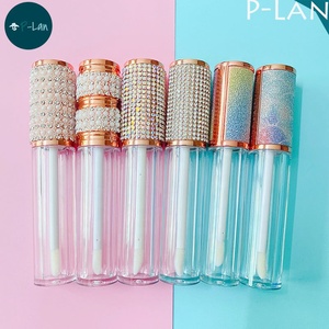 P-Lan Brand Stok 10 Buah Tabung Lip Gloss Custom Perak Rose Gold 6ml Bling Glitter <span class=keywords><strong>Pink</strong></span> Rainbow Diamond Lip Gloss <span class=keywords><strong>Tube</strong></span> - Product Image 2