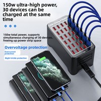 Chargeur USB tressé en silicone à 30 ports haute puissance 150W (1A/2A) pour ordinateur portable/téléphone portable, chargement direct transfrontalier